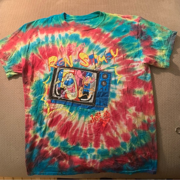 Ren & Stimpy “Happy Happy, Joy Joy” tie dye tee, small. - Picture 2 of 4